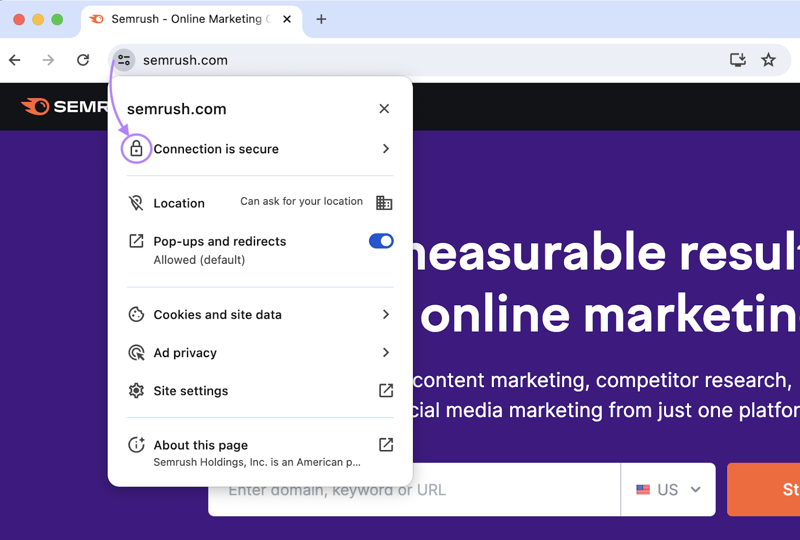 "Connection is secure" padlock next to the "sr02.groupbuyseo.us" in the browser’s address bar